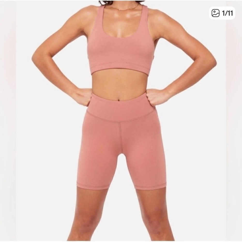 MATE the Label Blush Pink Bike Shorts and top